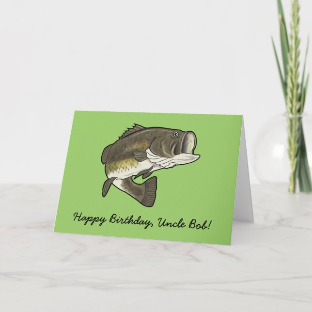Tarjeta Feliz cumpleaños Personalizable Big Mouth Bass (Anverso)