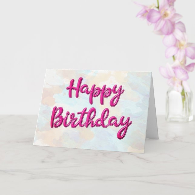 Tarjeta Feliz cumpleaños Personalizable Magenta Serif Salu (Orquídea)