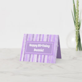 Tarjeta Feliz cumpleaños Personalizado a rayas púrpuras