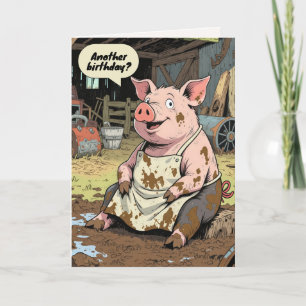 Tarjeta Feliz cumpleaños Personalizado Cerdo en barro