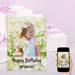 Tarjeta Feliz cumpleaños, Personalizado, Chicas de foto<br><div class="desc">Tarjeta de foto cumpleaños personalizada para tu hija, sobrina, hermana u otra amiga o pariente. Toda la redacción, tanto dentro como fuera, se puede personalizar y la plantilla de la foto está configurada para que usted añada su propia imagen al frente. Este diseño tiene una superposición luminosa con tipografía negra...</div>