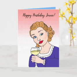 Tarjeta Feliz cumpleaños personalizado con humor de vino r
