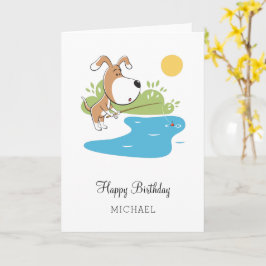 Tarjeta Feliz cumpleaños Personalizado Cute Perro Pescador