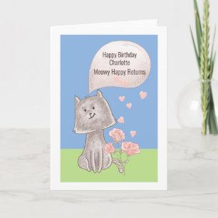 Tarjeta Feliz Cumpleaños Personalizado De Parte Del Gato