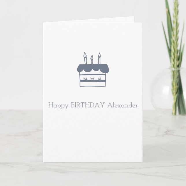 Tarjeta Feliz cumpleaños personalizado del pastel gris min (Anverso)