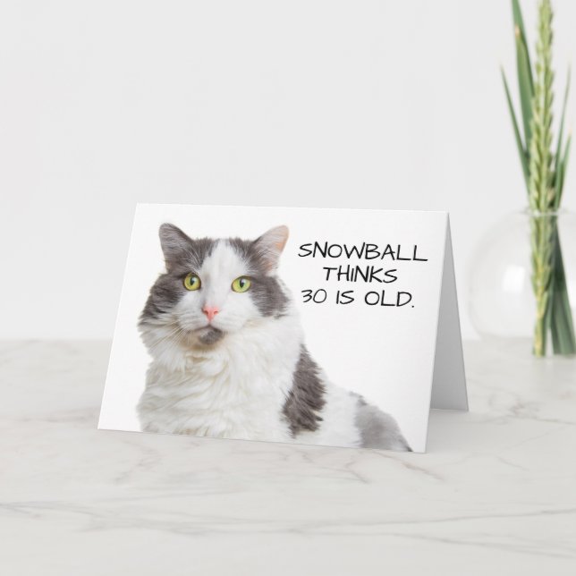 Tarjeta Feliz cumpleaños Personalizado edad humor de gato (Anverso)