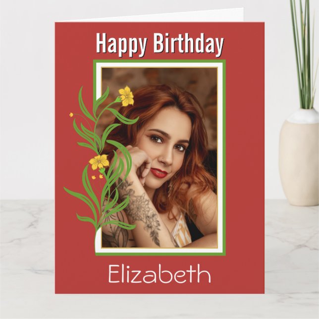 Tarjeta Feliz cumpleaños Personalizado foto Naranja Fronte (Anverso)