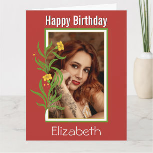 Tarjeta Feliz cumpleaños Personalizado foto Naranja Fronte