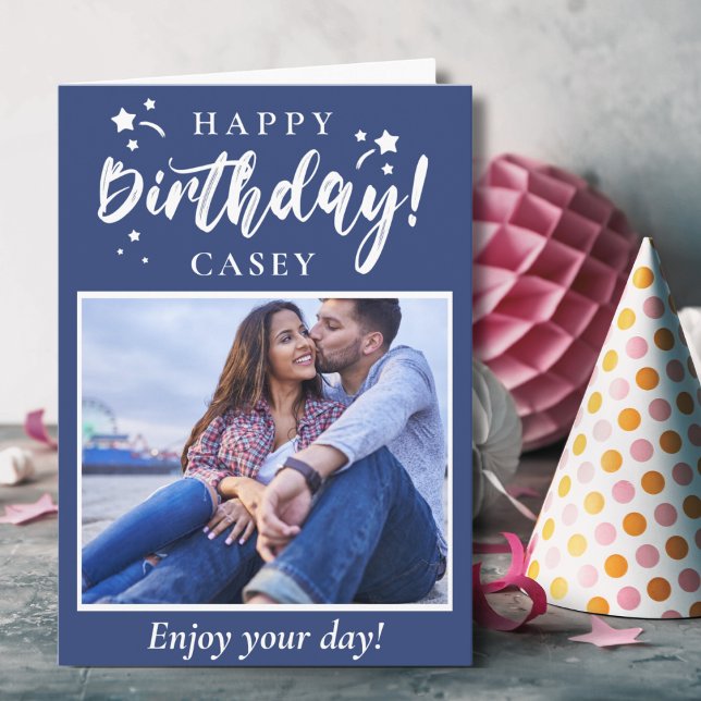 Tarjeta Feliz cumpleaños Personalizado foto y texto (Happy Birthday Custom Photo and Text Card.  Add your favorite photo and custom text)