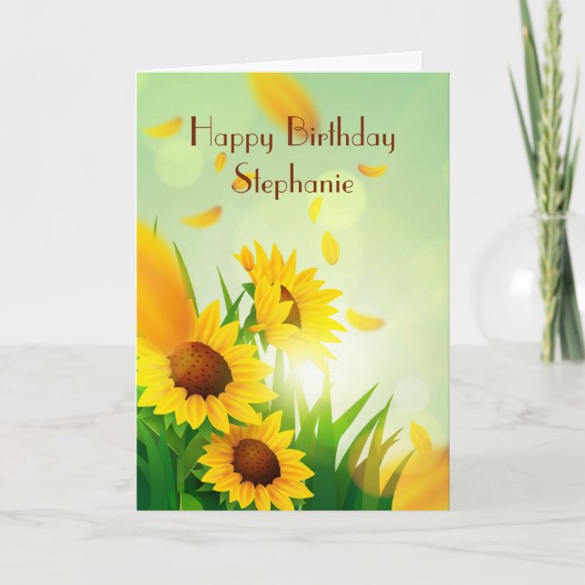 Tarjeta Feliz cumpleaños personalizado para sus girasoles (Anverso)