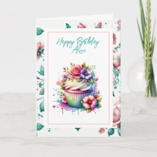 Tarjeta Feliz cumpleaños personalizado   Shabby Chic Flora