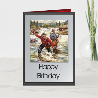 Tarjeta Feliz cumpleaños - Pesca en el río