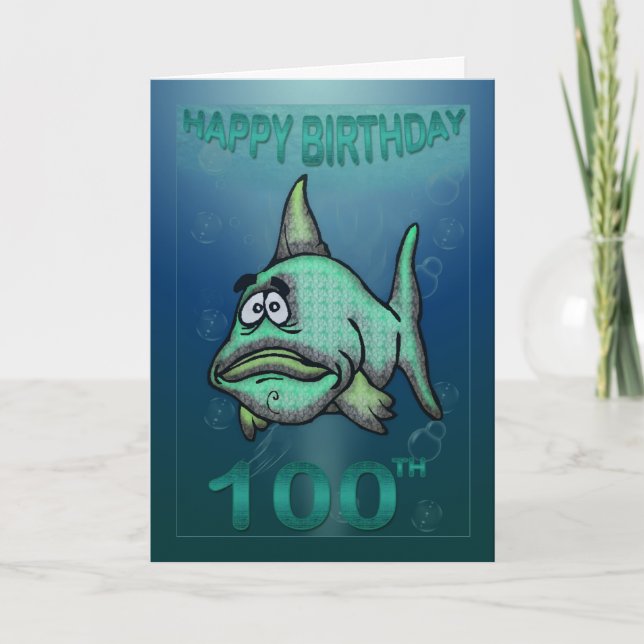 Tarjeta Feliz cumpleaños, pescaditos gruñidos 100 cumpleañ (Anverso)