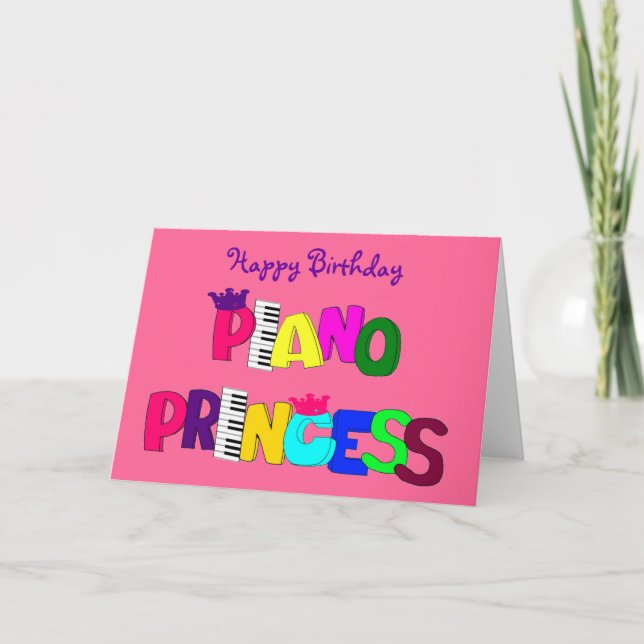 Tarjeta Feliz cumpleaños, Piano Princesa (Anverso)