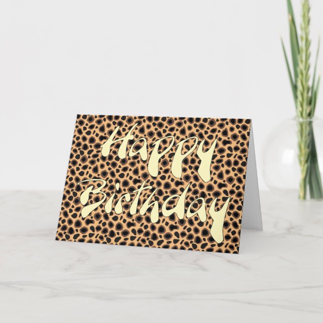 Tarjeta Feliz cumpleaños - piel del guepardo (Anverso)