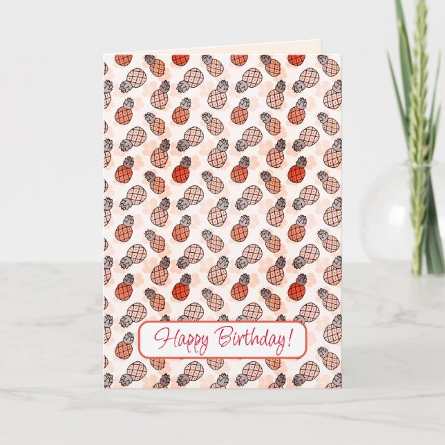 Tarjeta Feliz cumpleaños, piña (Anverso)