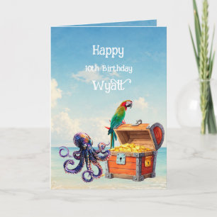 Tarjeta Feliz cumpleaños pirata nombre personalizado edad