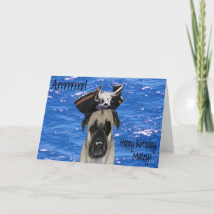 Tarjeta Feliz cumpleaños Pirata Pug