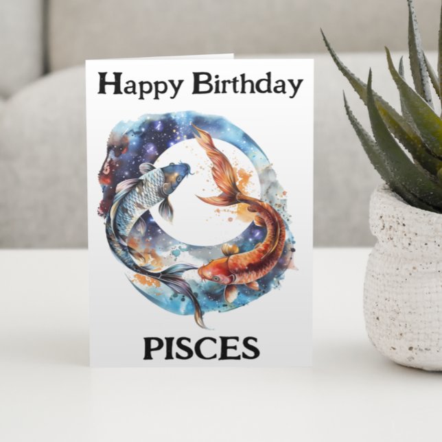 Tarjeta Feliz cumpleaños Pisces Zodiac (Subido por el creador)