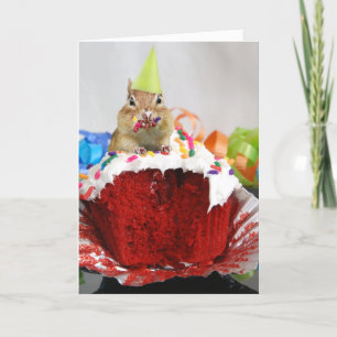 Tarjeta Feliz cumpleaños poco Chipmunk, escribiendo dentro