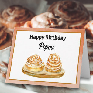 Tarjeta Feliz Cumpleaños Popou Rollos de Canela Acuarela