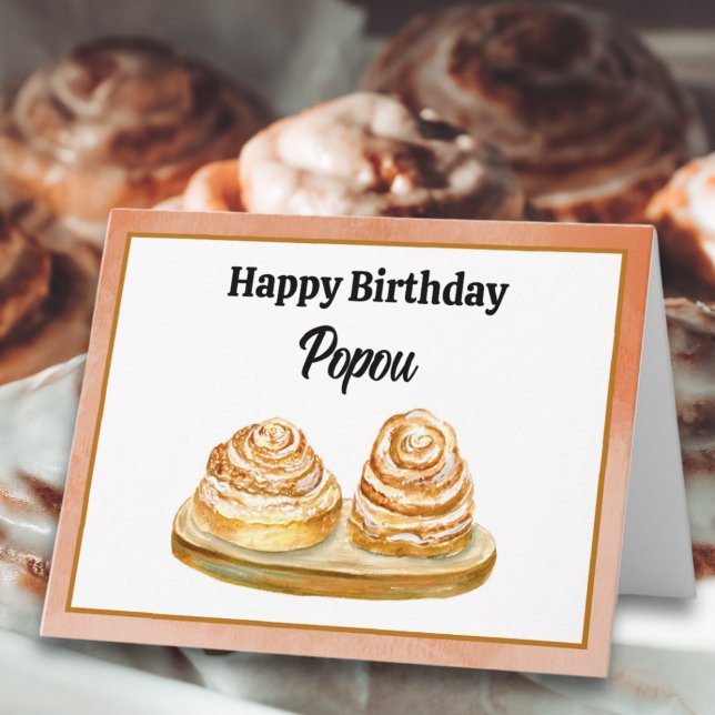 Tarjeta Feliz cumpleaños Popou Watercolor Cinnamon Buns (Subido por el creador)
