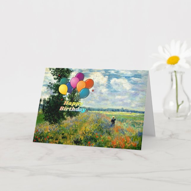Tarjeta Feliz cumpleaños, Poppy Field, Argenteuil, (Planta pequeña)