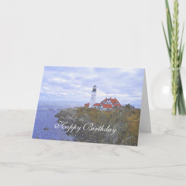 Tarjeta Feliz cumpleaños, Portland Head Light House Art (Anverso)