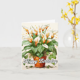 Tarjeta Feliz cumpleaños Potthday, hermosa Calla Lilies