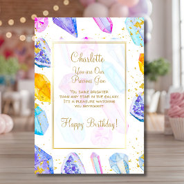 Tarjeta Feliz Cumpleaños preciosa Gemas Cristales 