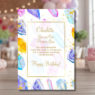 Tarjeta Feliz Cumpleaños preciosa Gemas Cristales 