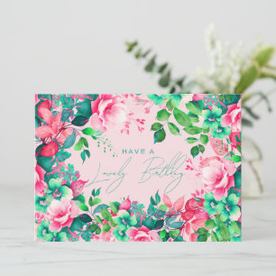 Tarjeta Feliz cumpleaños primavera verano jardín Rubor flo