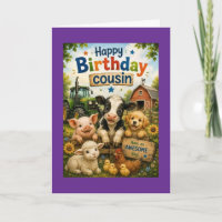 Feliz Cumpleaños Primo Animales de Granja