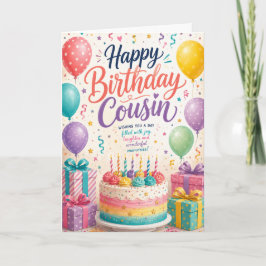 Tarjeta Feliz Cumpleaños Primo Celebración Colorida