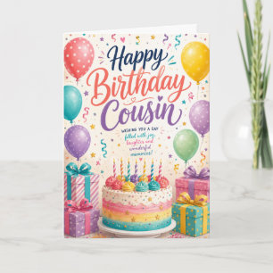 Tarjeta Feliz Cumpleaños Primo Celebración Colorida