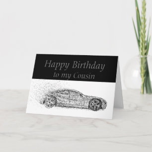 Tarjeta Feliz cumpleaños, primo de coches clásicos vehícul