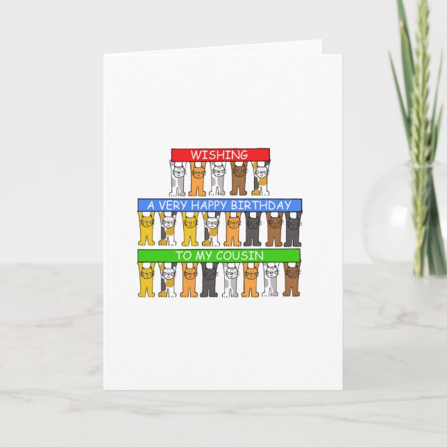 Tarjeta Feliz cumpleaños primo Personalizados gatos (Anverso)