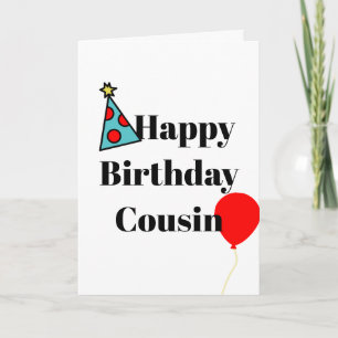 Tarjeta Feliz Cumpleaños Primo Sombrero de Fiesta Azul Tar