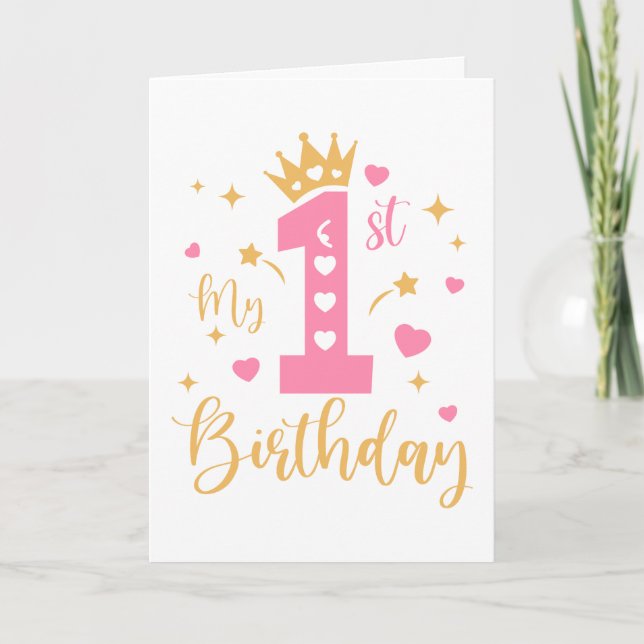 Tarjeta Feliz cumpleaños, Princesa 1er cumpleaños (Anverso)