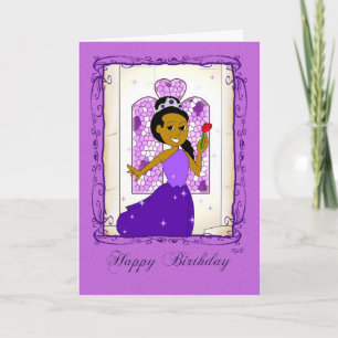 Tarjeta Feliz cumpleaños: Princesa Morada