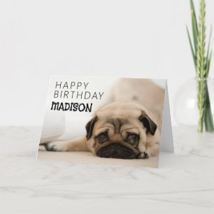 Tarjeta Feliz Cumpleaños   Pug