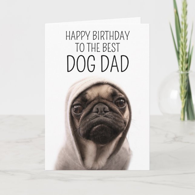 Tarjeta Feliz Cumpleaños | Pug En Una Sudadera Con Capucha (Anverso)