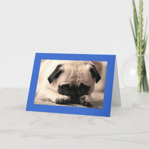 Tarjeta Feliz cumpleaños Pug Puppy Dog Blue Greaming Card