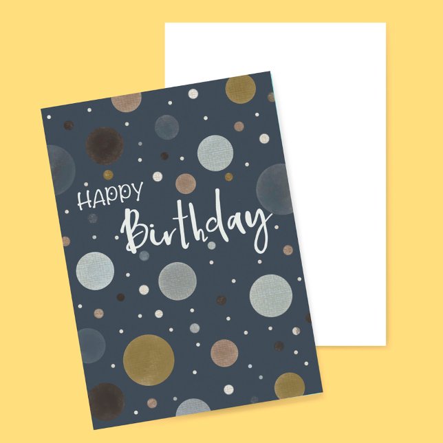 Tarjeta Feliz Cumpleaños Puntos Modernos Azul Oscuro (Subido por el creador)