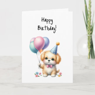 Tarjeta Feliz cumpleaños, Puppy Woof celebró al Fiesta