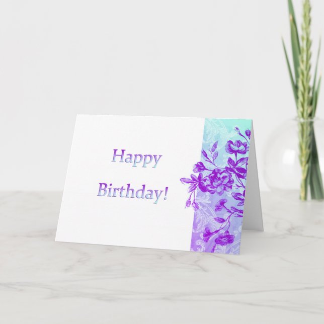 Tarjeta Feliz cumpleaños (púrpura) (Anverso)