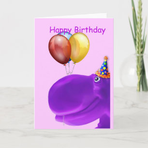 Tarjeta Feliz cumpleaños púrpura de Hippo