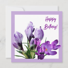 Tarjeta Feliz cumpleaños púrpura floral brillante boho col