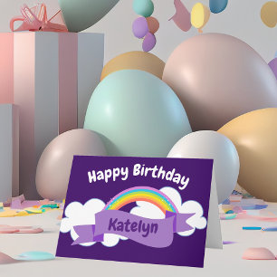 Tarjeta Feliz cumpleaños, púrpura Personalizado de la taza