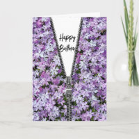 Feliz cumpleaños púrpura Phlox con cremallera